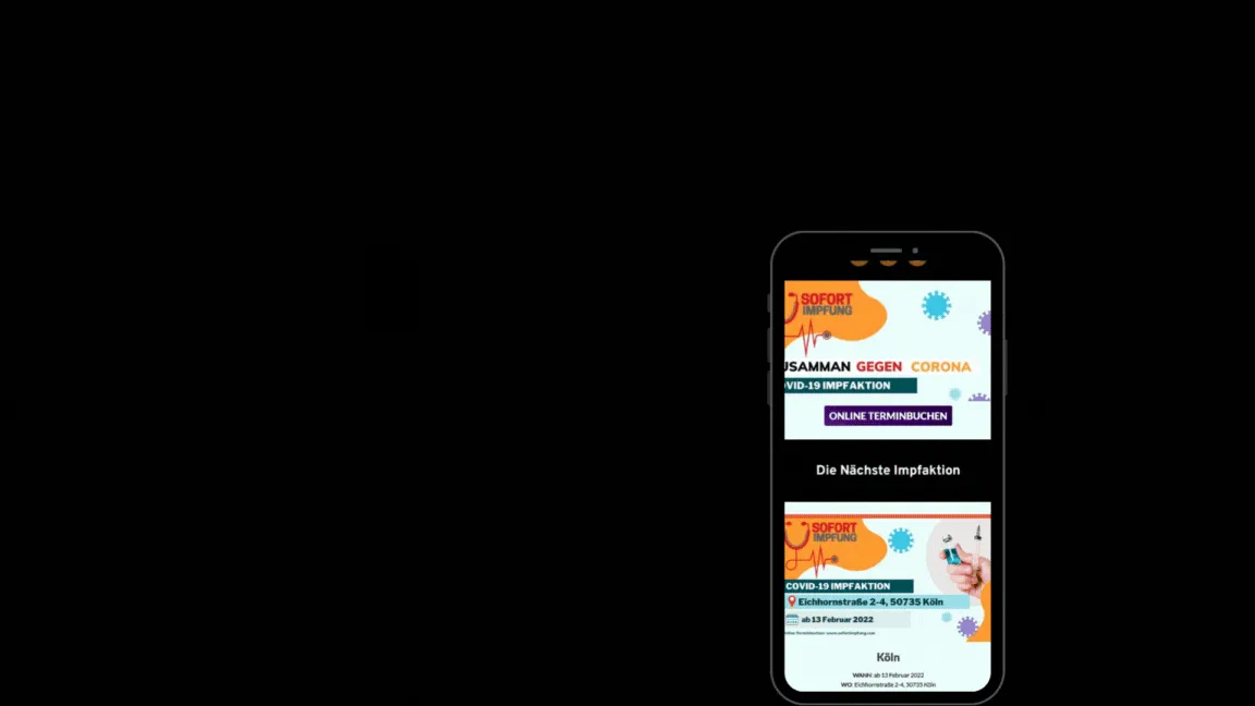 Screenshot der Website Sofort Impfung